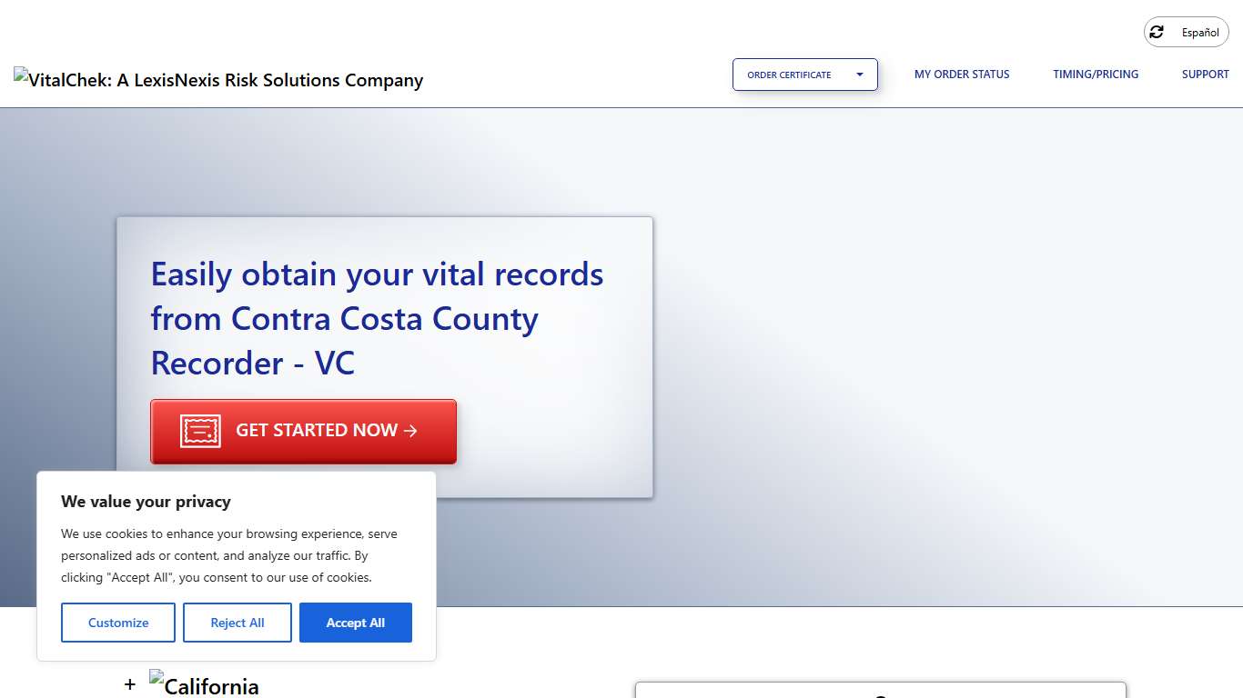 Contra Costa County Recorder - VC (CA) Order Certificates - VitalChek