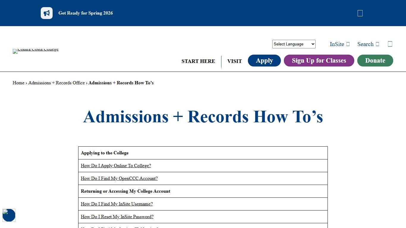 Admissions + Records How To's - Contra Costa College